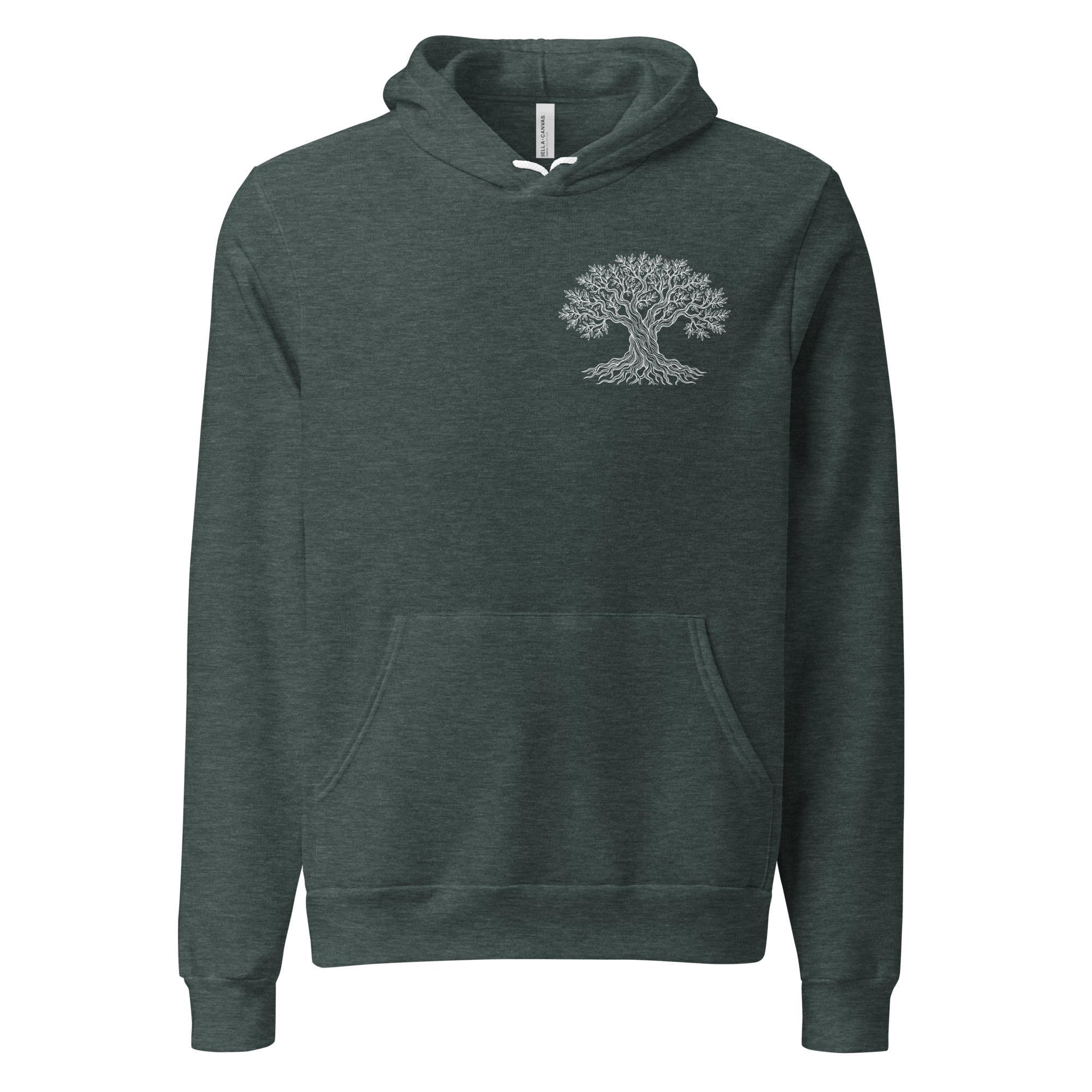 Hombre vistiendo olive tree hoodie classic de Métrica Studio